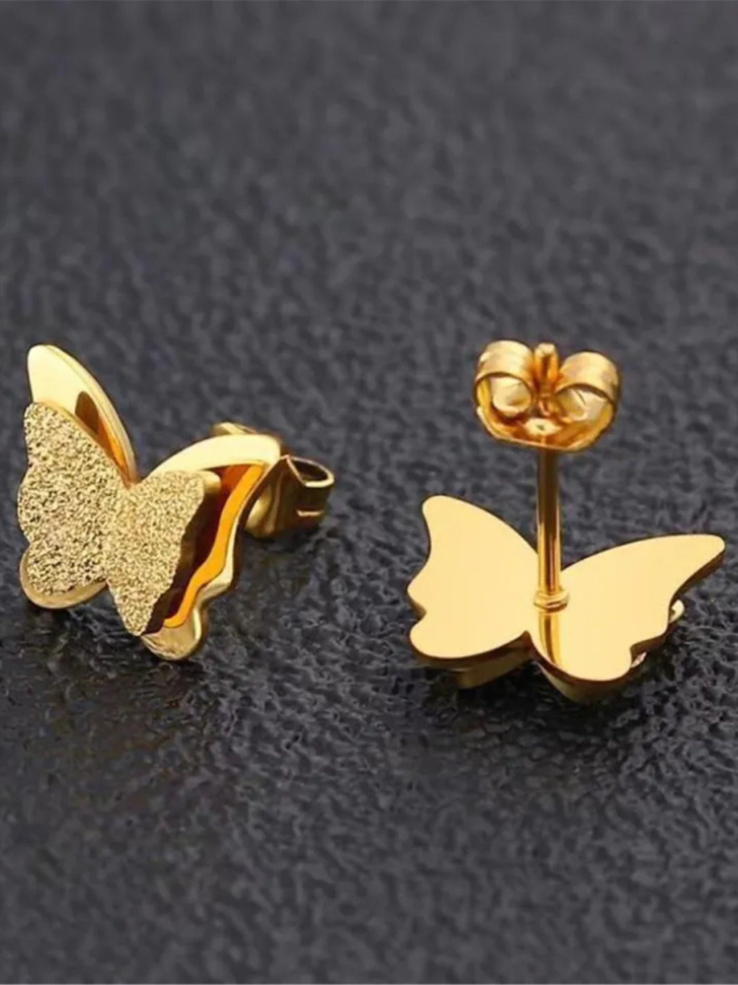 Glittery butterfly stud