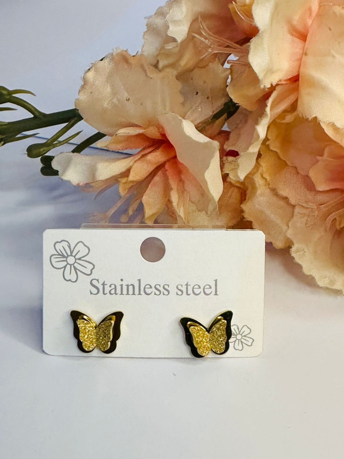 Glittery butterfly stud