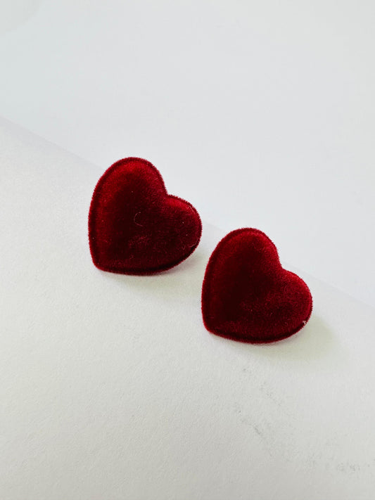 Velvet heart studs