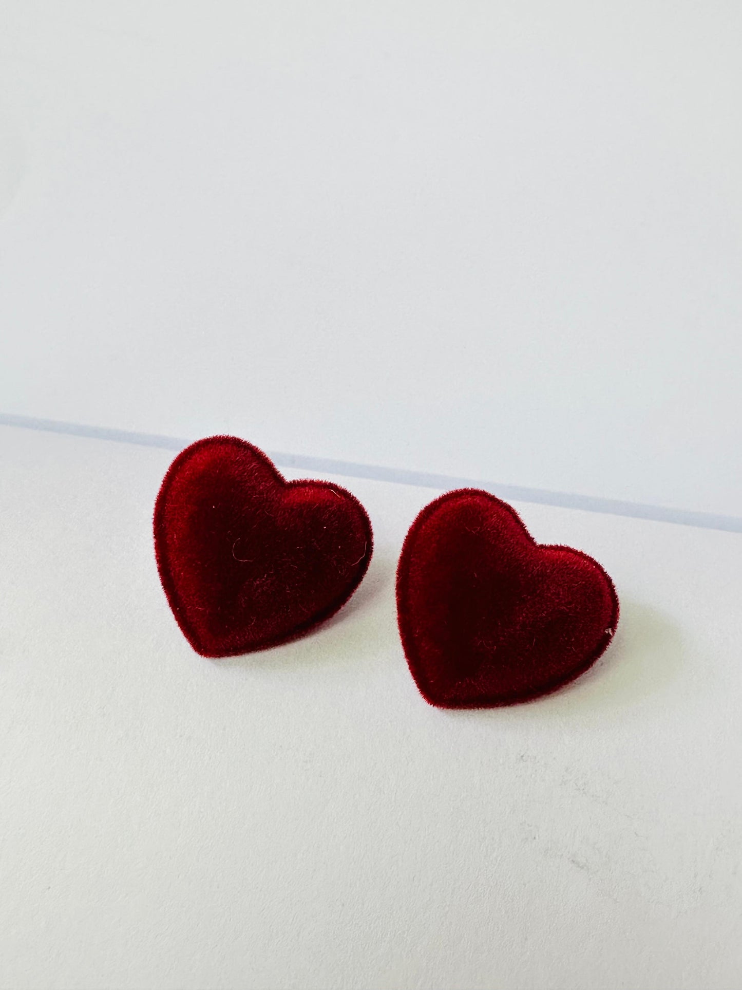 Velvet heart studs